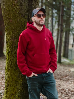 Muška bordo dukserica dugih rukava sa kapuljačom