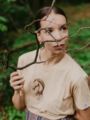 Ženska bež majica kratkih rukava